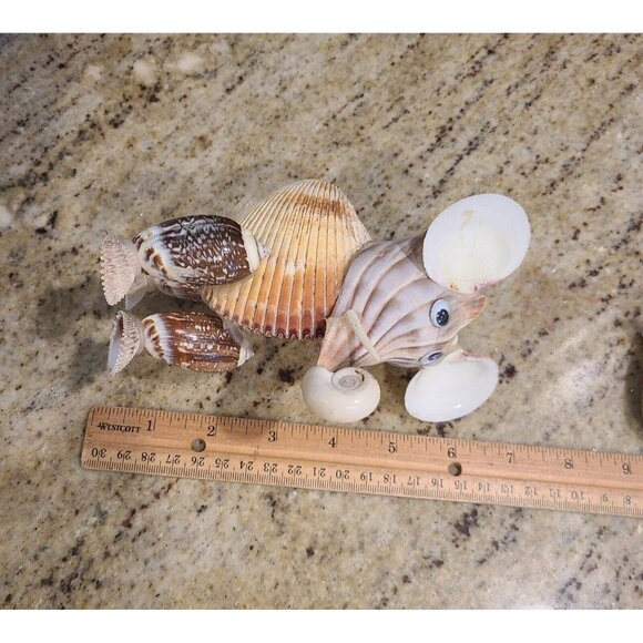 Sea Shell Elephant Sculpture Figurine Beach Home Decor Handmade 6.5” *repair* - Picture 12 of 13